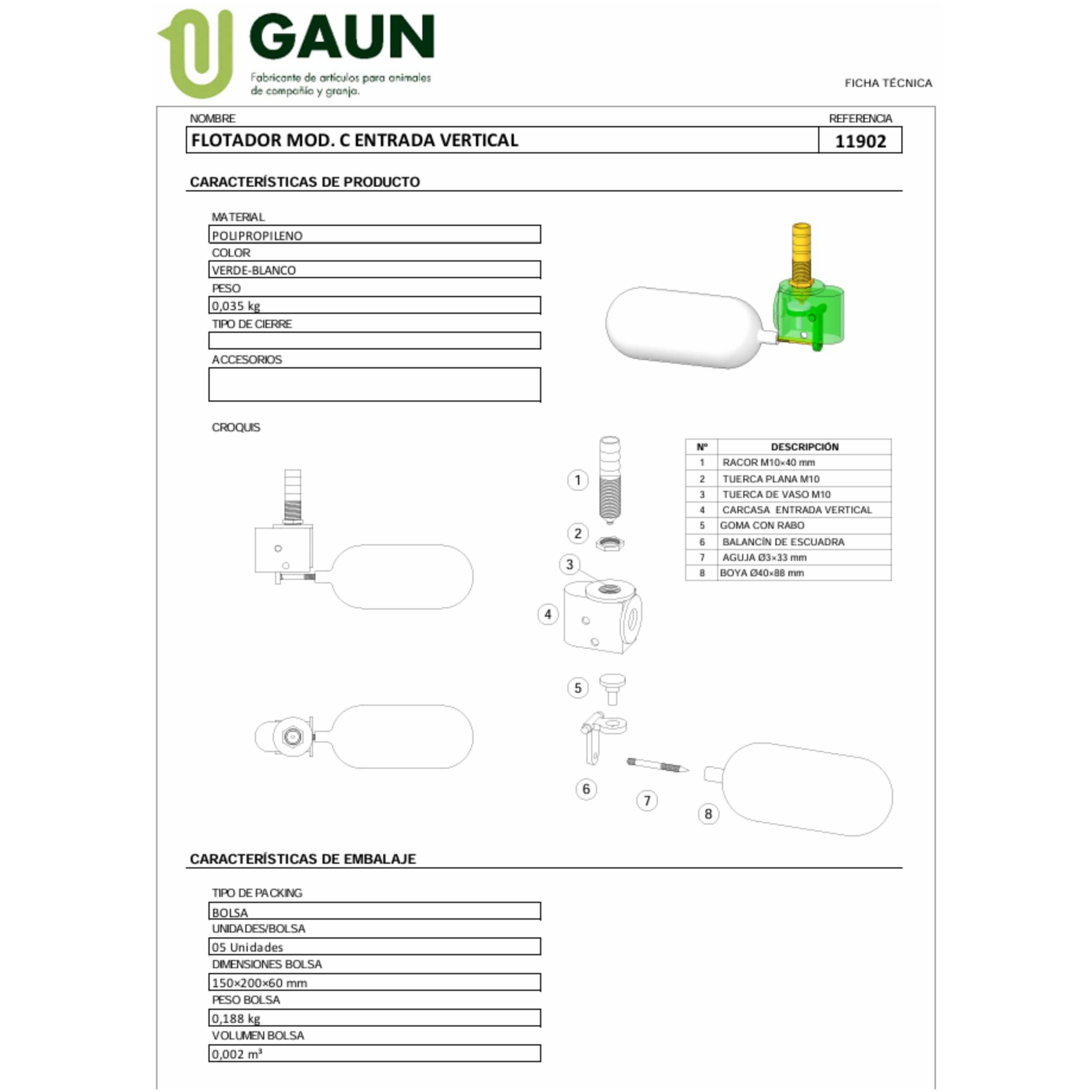 FLOTADOR MOD.C ENTRADA VERTICAL - Imagen 2
