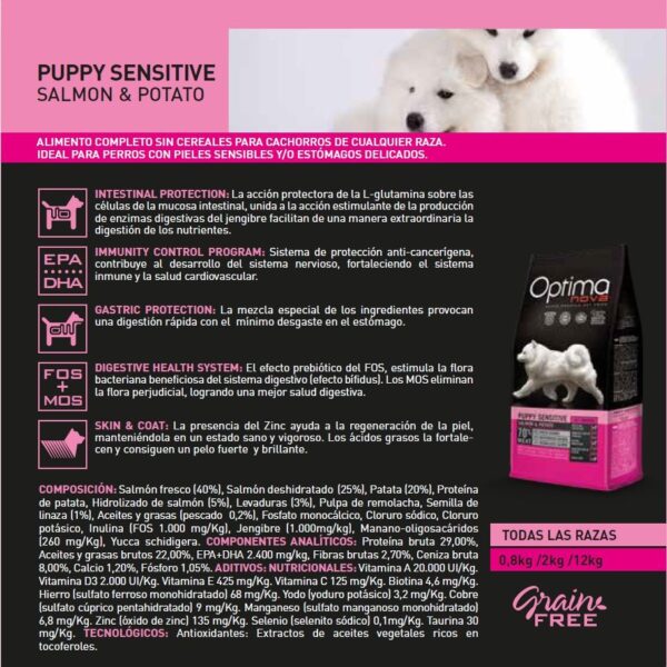 OPTIMA NOVA PUPPY SENSITIVE SALMON PATATA - Imagen 3