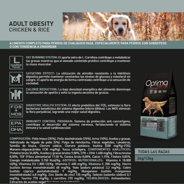 OPTIMA NOVA OBESITY POLLO ARROZ - Imagen 3