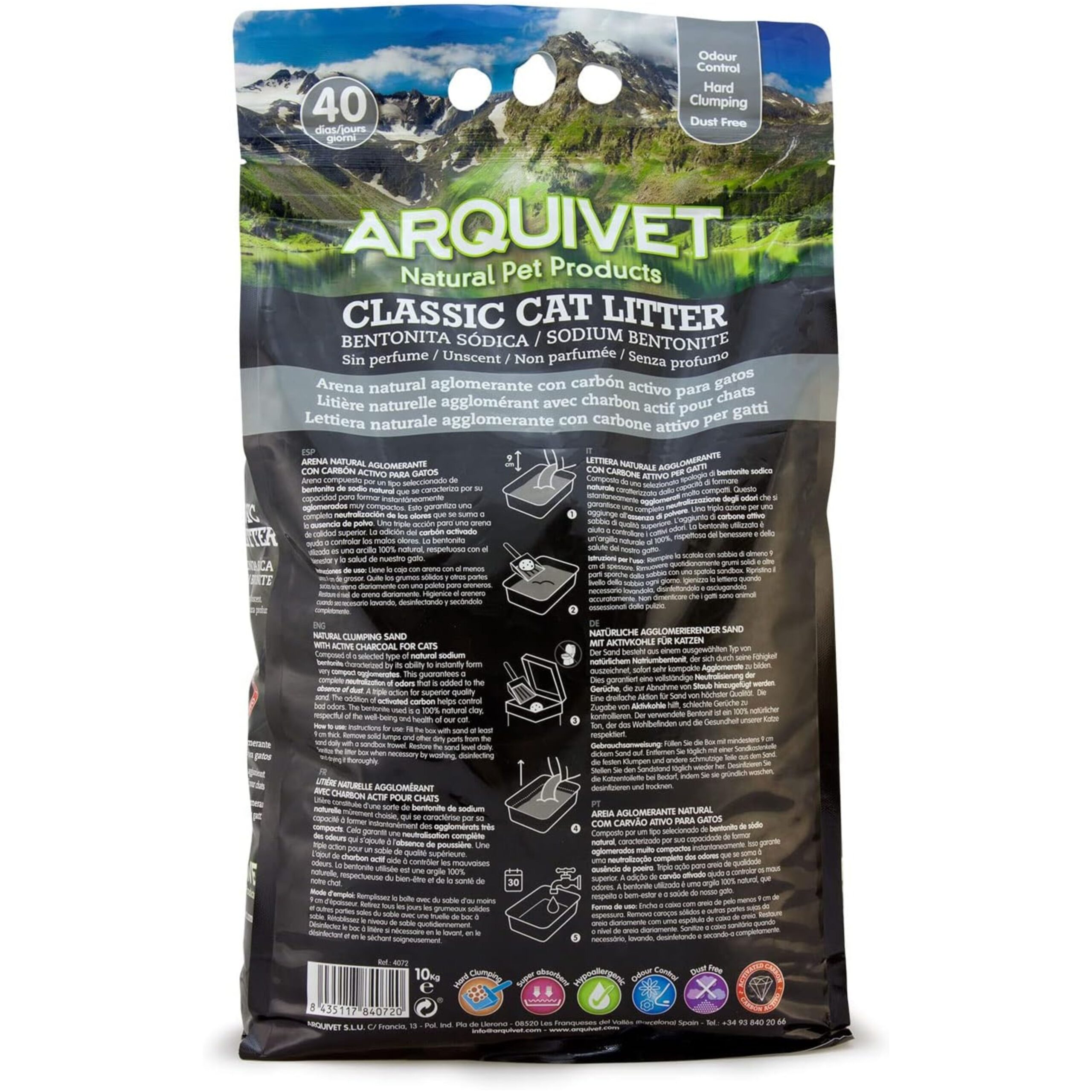 ARENA NATURAL BENTONITE Carbon Active 10 Kg. - Imagen 2