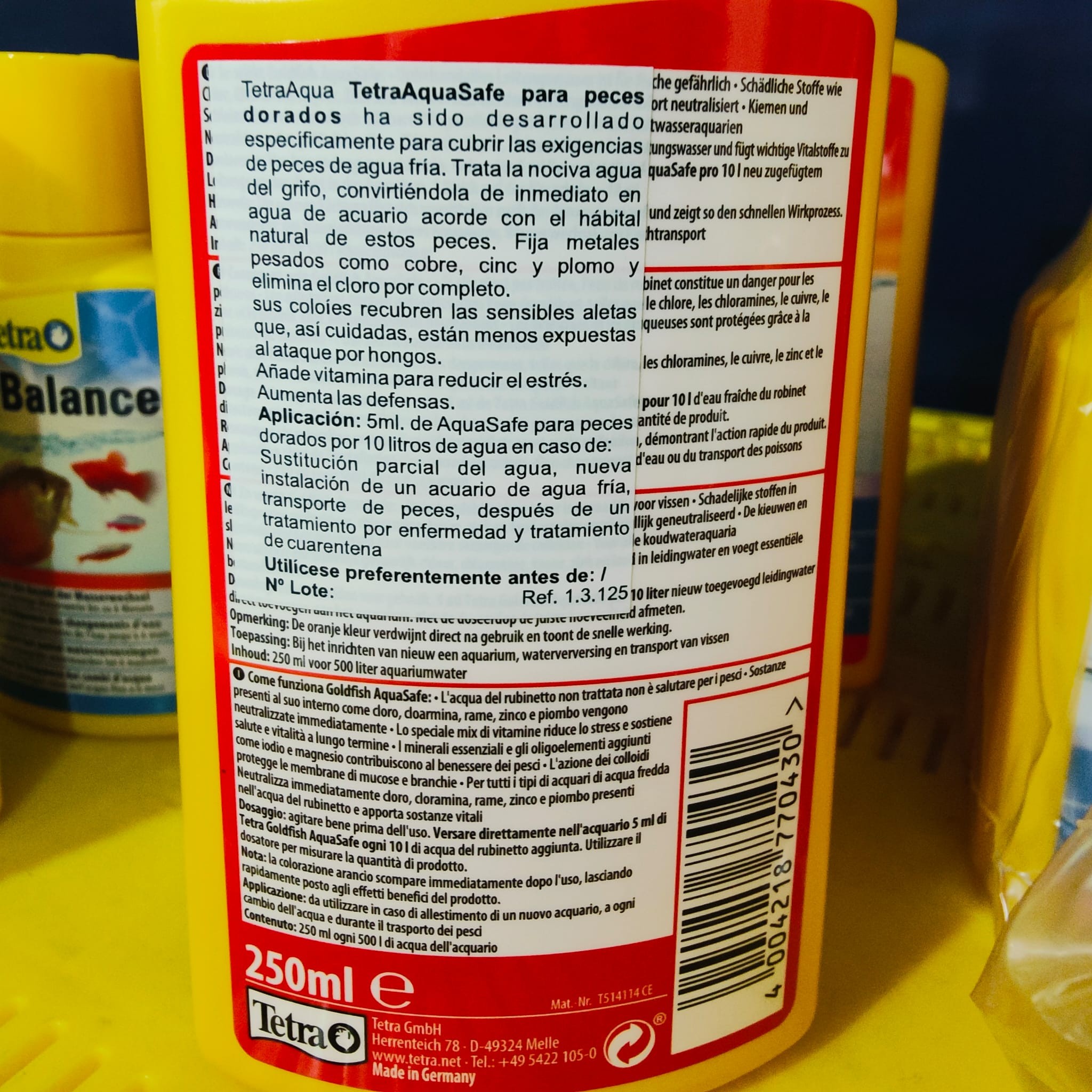 TETRA GOLDFISH AQUASAFE 250 ML. - Imagen 2